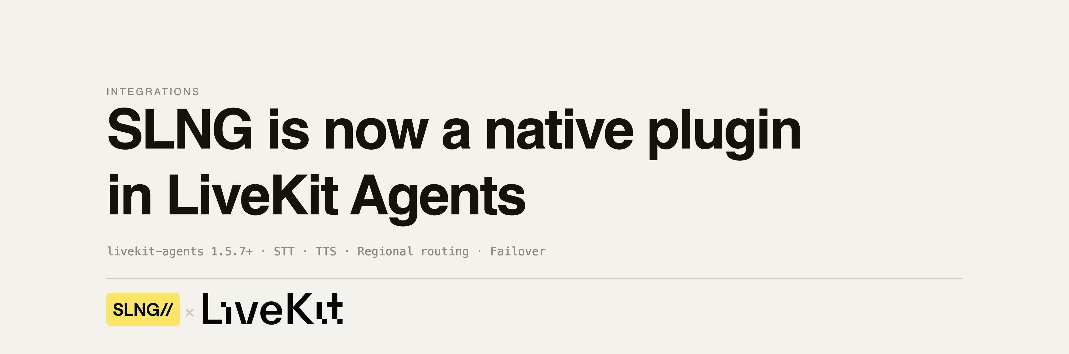 The SLNG plugin for LiveKit Agents